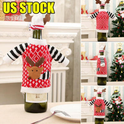 

Santa Suit Wine Bottle Cover Hat Cap Bag Wrap Christmas Xmas Decorations Ornamen