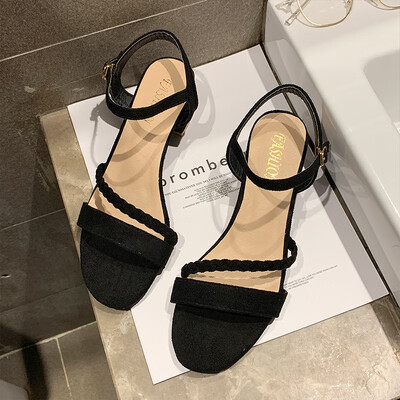 

Sandals women 2019 summer new high-heeled Rome net red evening with thick-heeled fairy wind with a long skirt