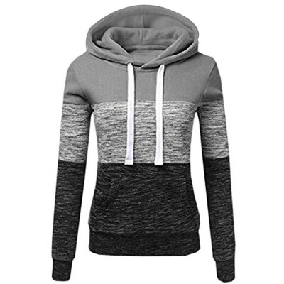 

Women Autumn Winter Simple Long Sleeve Cute Hoodies Color Matching Casual Loose Hooded Sweet Sweatshirts