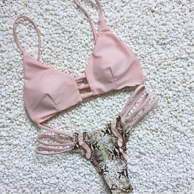 

2017 Women Bikini Set Swimwear Bandage Push-Up Padded Swimsuit Bathing Beachwear
