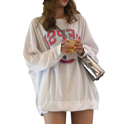 

Thin Women Long Sleeve Print Korean Loose Autumn Fashion Leisure Sweatshirt