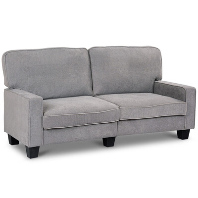 

Home Living Room Upholstered Curved Armrest Fabric Sofa-Gray