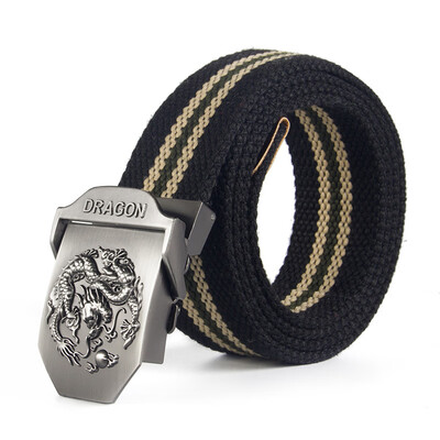

New Trend Chinese Style Men belt Quality Canvas Automatic Buckle Men belt Army fan casual tooling weaving Wild belt 120cm