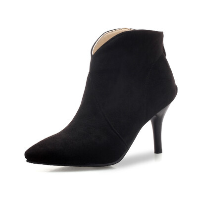 

Spring Slender Heel Zipper Ankle Boots