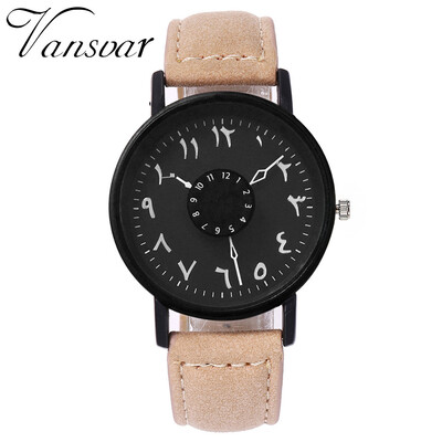 

Vansvar Silver Arabic Numbers Watch Leather Womens Clock Fashion Casual Women Quartz Wristwatches Relogio Feminino