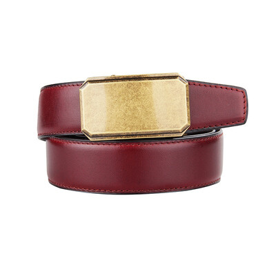 

BPSTAR Mens Automatic Buckle Genuine Leather Mens Ratchet Holeless Belt Business High Quality Mens Real Belt for Pants