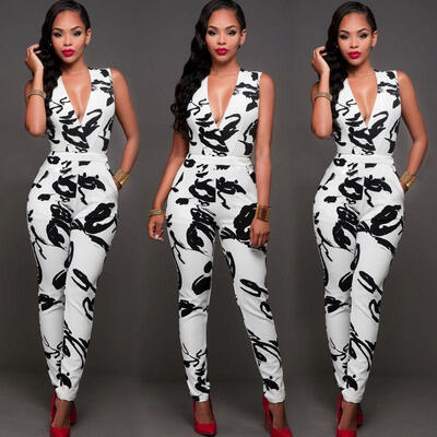 

New Women Ladies Clubwear V Neck Playsuit Bodycon Party Jumpsuit&Romper Trousers