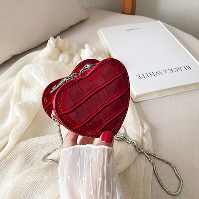 

Tailored Women Serpentine Leather heart-shape Crossbody Bag Handle Bag Chain Shoulder Bag