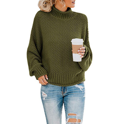 

Womens Winter Turtle Neck Baggy Chunky Knitted Oversized Sweater Jumper Tops