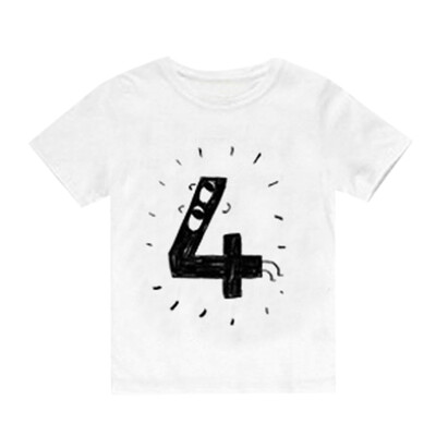 

Newborn Baby Kids Boy Girl Number Cartoon Short Sleeve T-shirt Tee Tops Clothes