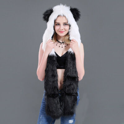 

Cartoon Animal Hat Plush Beanie Fleece Warm Fluffy Hooded Cap Earmuff New
