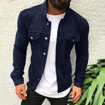 

Toponeto Mens Button Autumn Winter Military Outwear Pure Color Breathable Coat