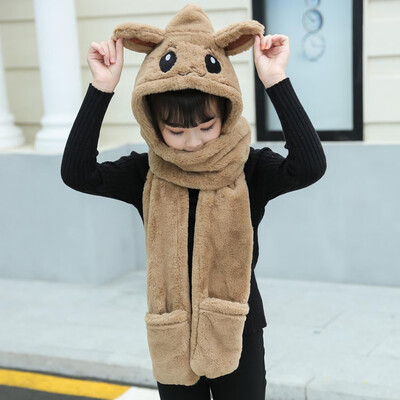 

3 In 1 Baby Winter Warm Fleece Hood Scarf Snood Pocket Hats Gloves Keep Warm Fashion Accessories