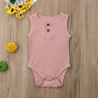 

Toddler Baby Kids Girls Boys Sleeveless Solid Romper Sunsuit Bodysuit Cothes