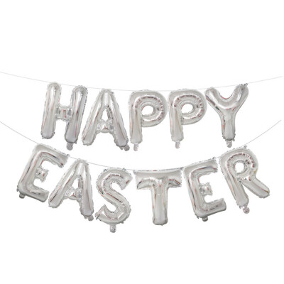 

Toponeto 16 inch Large Happy Easter Foil Balloon Set Banner Bunting Party Decoration