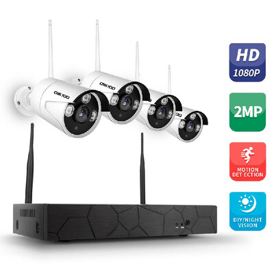 

Wireless NVR Kit Security CCTV Surveillance System WIFI Home Security Camera 4CH 1080P HD Monitor Night Vision P2P Motion Detectio