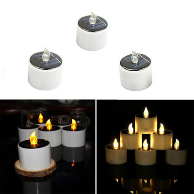 

〖Follure〗Solar Powered LED Candles Flameless Electronic Solar LED Tea Lights Lamp 3PC