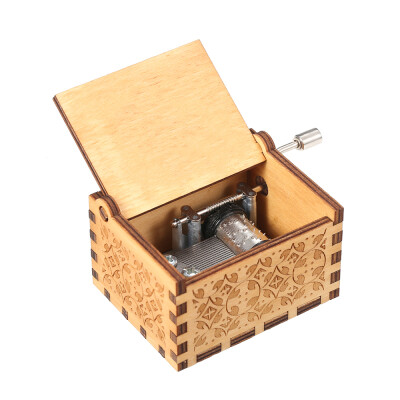 

Wood Music Box Mini Vintage Engraved Hand-Operated Musical Box Birthday Christmas Valentines Day Exquisite Gift