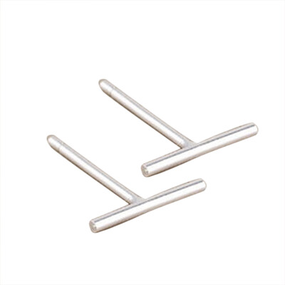 

2019 Fashion Small Thin Minimalist Line Art Small Straight Stick The Word Silver Women Earrings