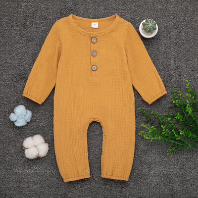 

Newborn Infant Baby Boy Girl Cotton Linen Solid Romper Jumpsuit Clothes Outfits