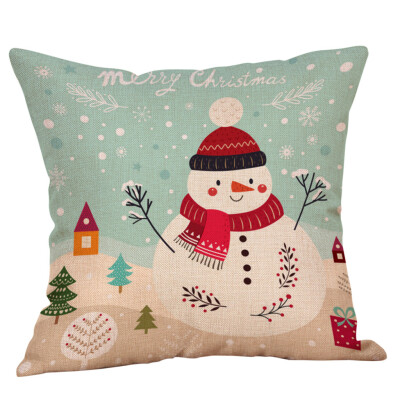 

Tailored Cotton Linen Christmas Snowman Tree Zipper Closure Pillow Case Throw Cushion