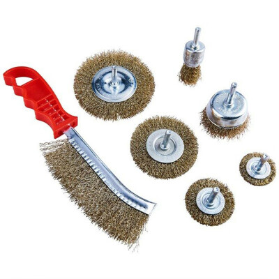 

7pcs Heavy Duty Wire Brush Set Wheel Cup Flat Metal Cleaning Rust with Shank