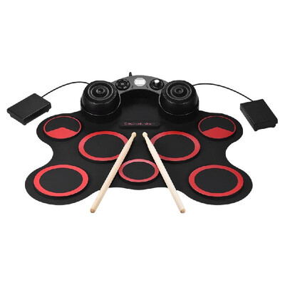 

Portable USB Stereo Digital Electronic Drum Kit Set 7 Silicon Drum Pads Built-in Double Speakers Supports Recording Function with