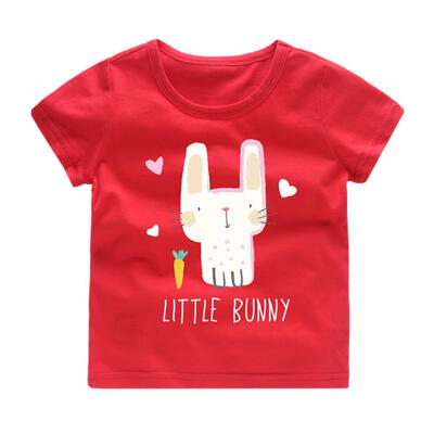 

Fashion Cute Rabbit Print Casual T-shirt Girl Children Short Sleeve Tops