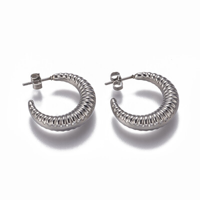 

304 Stainless Steel Stud Earrings with Ear Nuts Stainless Steel Color 325mm in diameter Pin 09mm