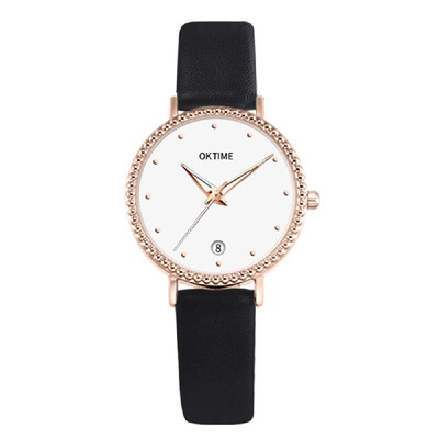 

Fashion Simple Women Quartz Watch Student Calendar Alloy Case PU Leather Band Wrist Watch
