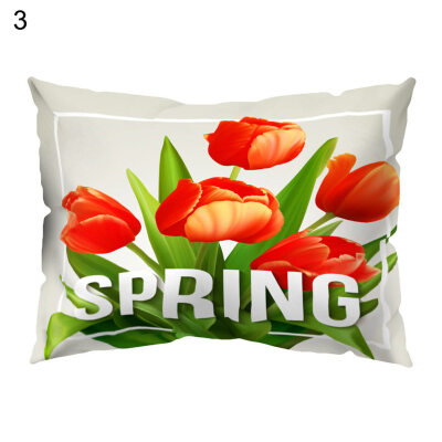 

Fashion Tulip Daisy Flower Print Pillow Case Waist Throw Cushion Cover Decor