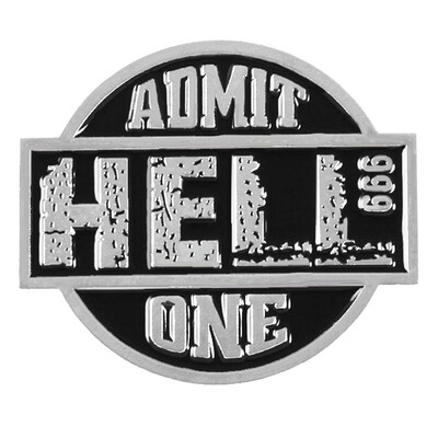 

Cartoon Hell Admit One Enamel Pins Black Red Badges Lapel Pin For Denim Shirt Punk Ticket Jewelry Gift