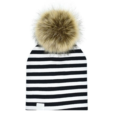 

Kids Girls Boys Removable Pompom Cotton Hat Solid Color Faux Fur Ball Autumn Winter Beanie Bonnet
