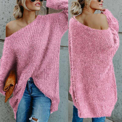 

Women Loose Long Sleeve Off Shoulder Tops Knitted Blouse Shirts Sweater Pullover