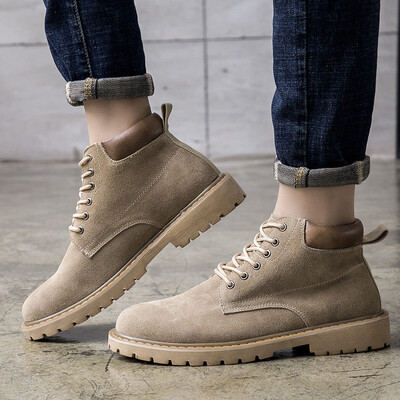 

Martin shoes high-top motorcycle boots Fashion trend wild mens Martin shoes Comfortable leather mid-boots