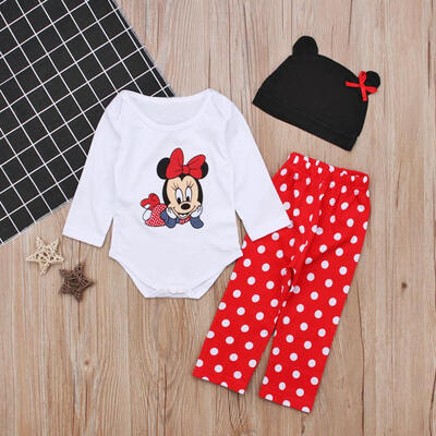 

3pcs Cartoon Animal Print Clothes Set Baby Rompers Pants Hat Boys Outfits