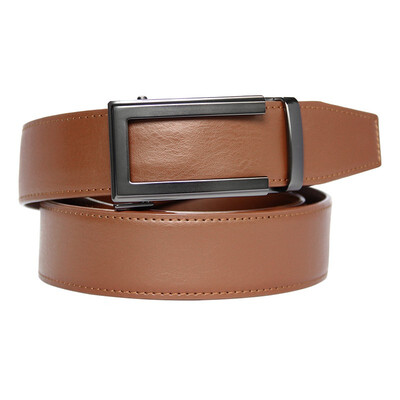 

BPSTAR Mens Automatic Buckle Genuine Leather Mens Ratchet Holeless Belt Business High Quality Mens Real Belt for Pants