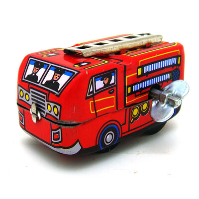 

YIWULATinplate Nostalgic Clockwork Chain Toy Photography Prop Fire Truck MS261