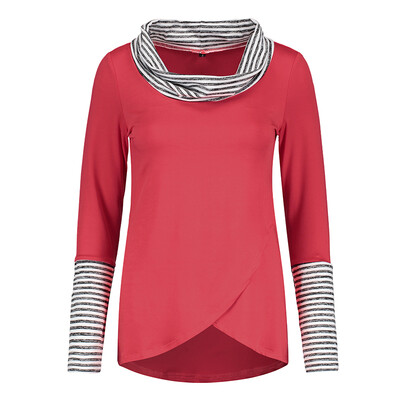 

Womens Casual Irregular Striped Long Sleeve Blouse Loose Tunic Tops T-Shirt