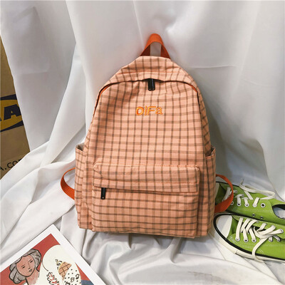 

Ins schoolbag female Korean version of senior high school students with a sense of antiquity simple Baitao campus Plaid backpack s