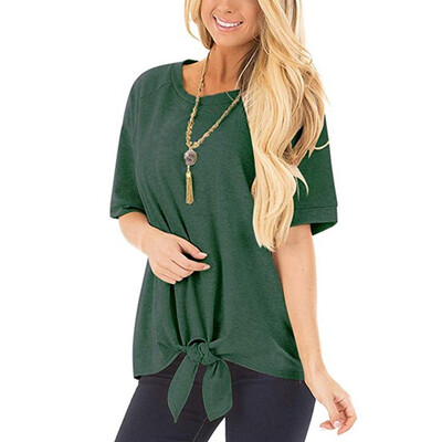 

Starmoon Women Fashion Casual O-Neck Solid Bow Short Sleeve T-Shirt Top Blouses