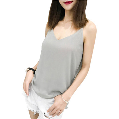 

Summer Casual Sleeveless Shirt Solid Color Loose Tunic Tops