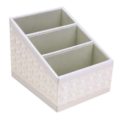 

Creative Leather Makeup Storage Organizer Desktop Remote Controller Box
