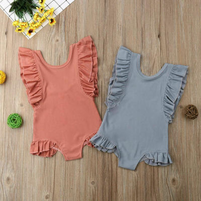 

Newborn Toddler Kids Baby Girl Swimwear Ruffles Bathing Suit Holiday Beach Tops