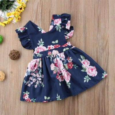 

Kids Baby Girls Flower Backless Party Pageant Formal Tutu Prom Dress Sundress