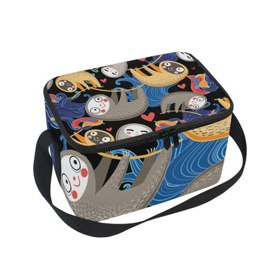 

ALAZA Insulated Lunch Box Fun Lovers With Sloths Lunch Bag for Men Women Portable Tote Bag Cooler Bag