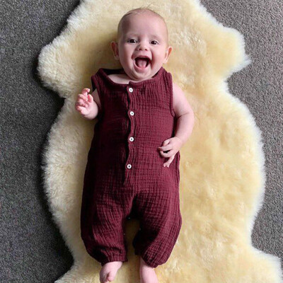 

Summer Infant Baby Boys&Girls Ruffles Solid Vest Romper Jumpsuit Clothes