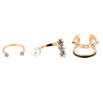 

Fashion Jewelry Rivet Pearl Diamond Joint Index Finger Open Ring Women&39s Ring Set