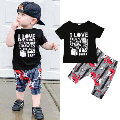 

Summer Kids Baby Boy Letter Print T-shirt Tops Shorts Pants Outfits Sets Clothes