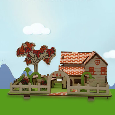 

Gotoamei Kids 3D wooden DIY Houses Jigsaw Children Castle Construction Pattern Puzzle Toy